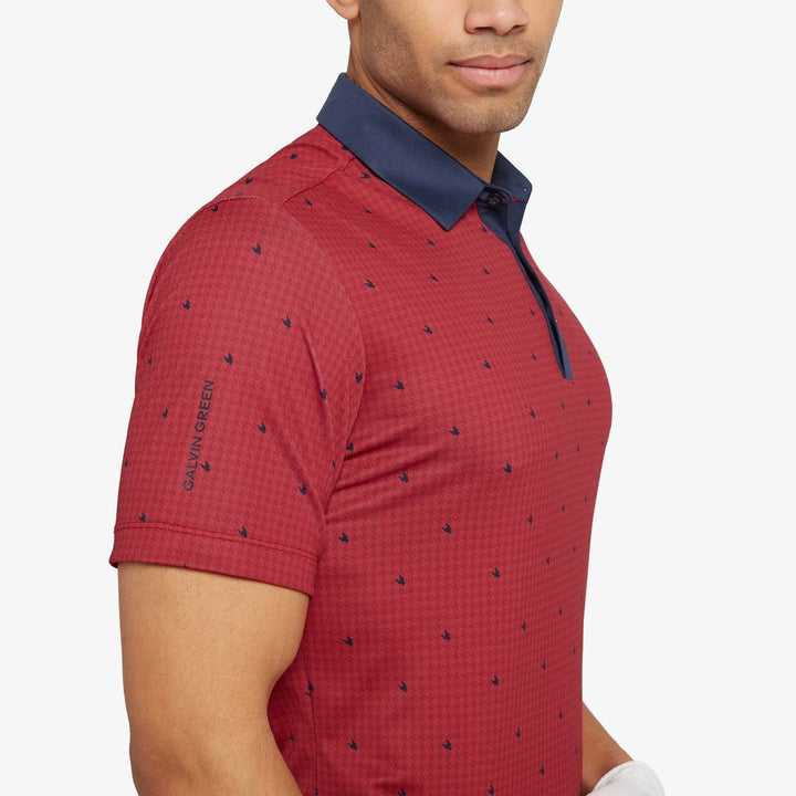 Marley is a Breathable short sleeve golf shirt for Men in the color Red/Navy(3)