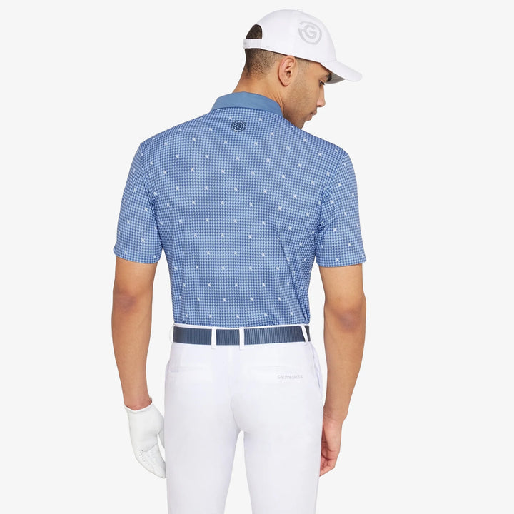 Marley is a Breathable short sleeve golf shirt for Men in the color Moonlight Blue/White(4)