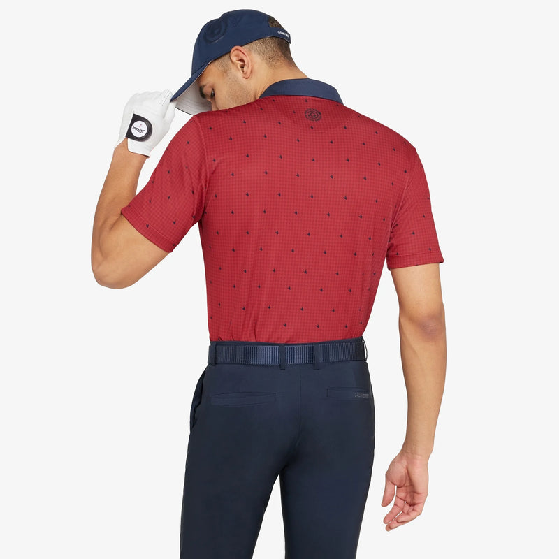 Marley is a Breathable short sleeve golf shirt for Men in the color Red/Navy(4)