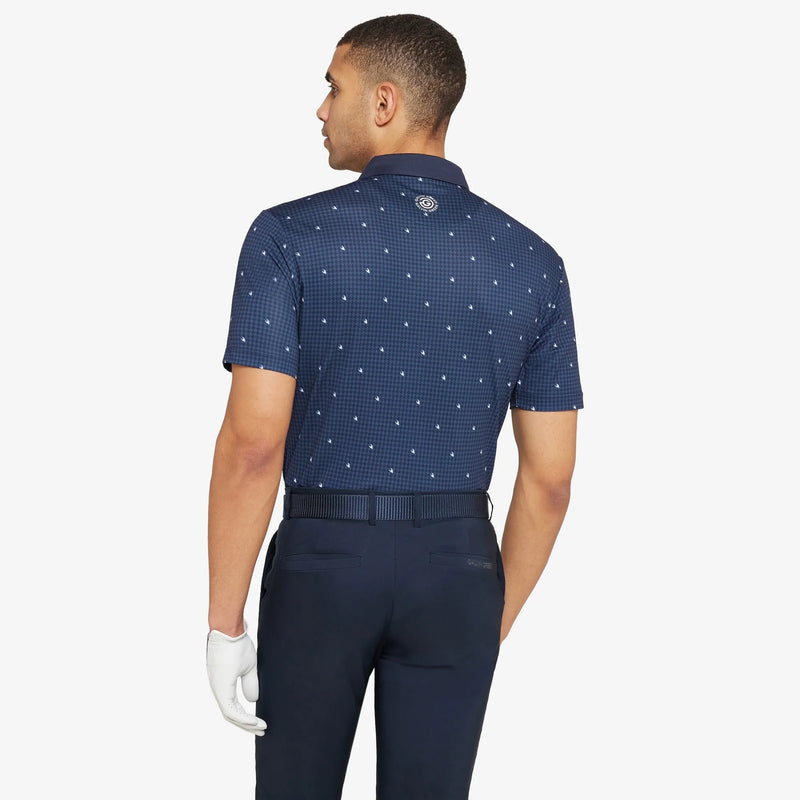 Marley is a Breathable short sleeve golf shirt for Men in the color Navy/White(4)