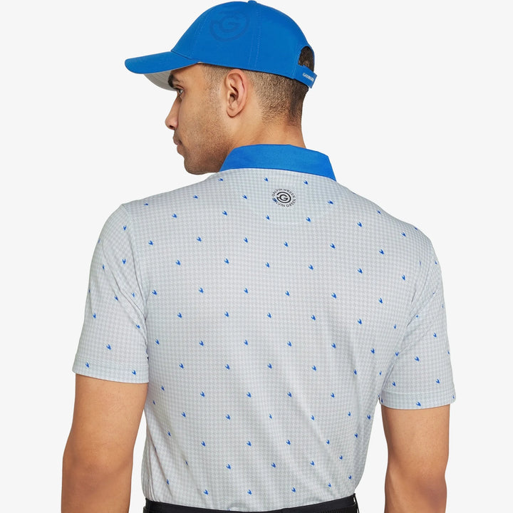 Marley is a Breathable short sleeve golf shirt for Men in the color White/Royal Blue(5)