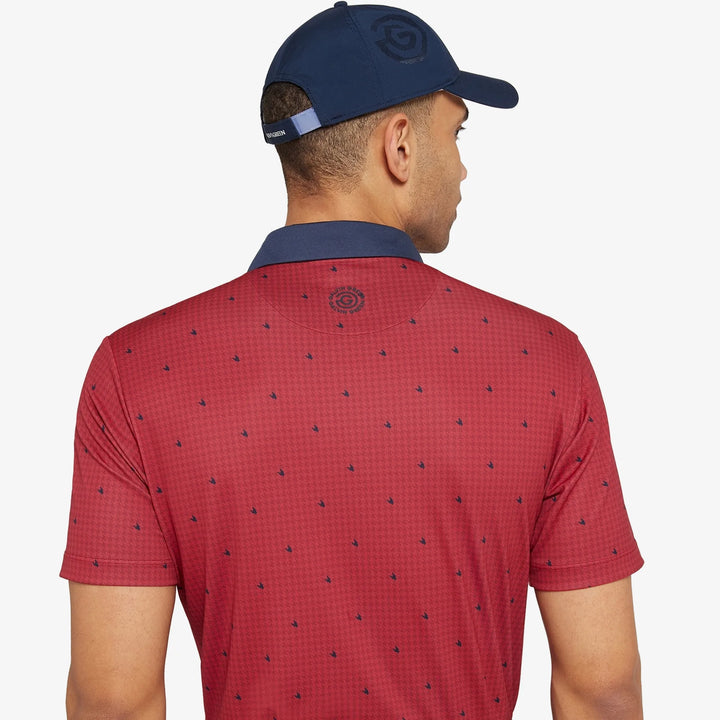 Marley is a Breathable short sleeve golf shirt for Men in the color Red/Navy(5)