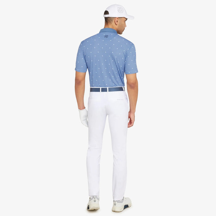 Marley is a Breathable short sleeve golf shirt for Men in the color Moonlight Blue/White(6)