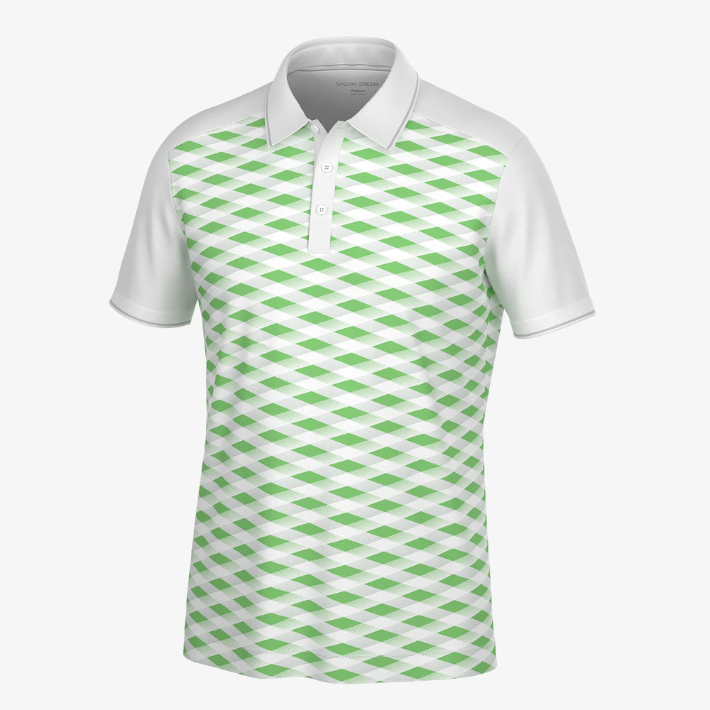 Marlon is a Breathable short sleeve golf shirt for Men in the color White/Fresh Green(0)