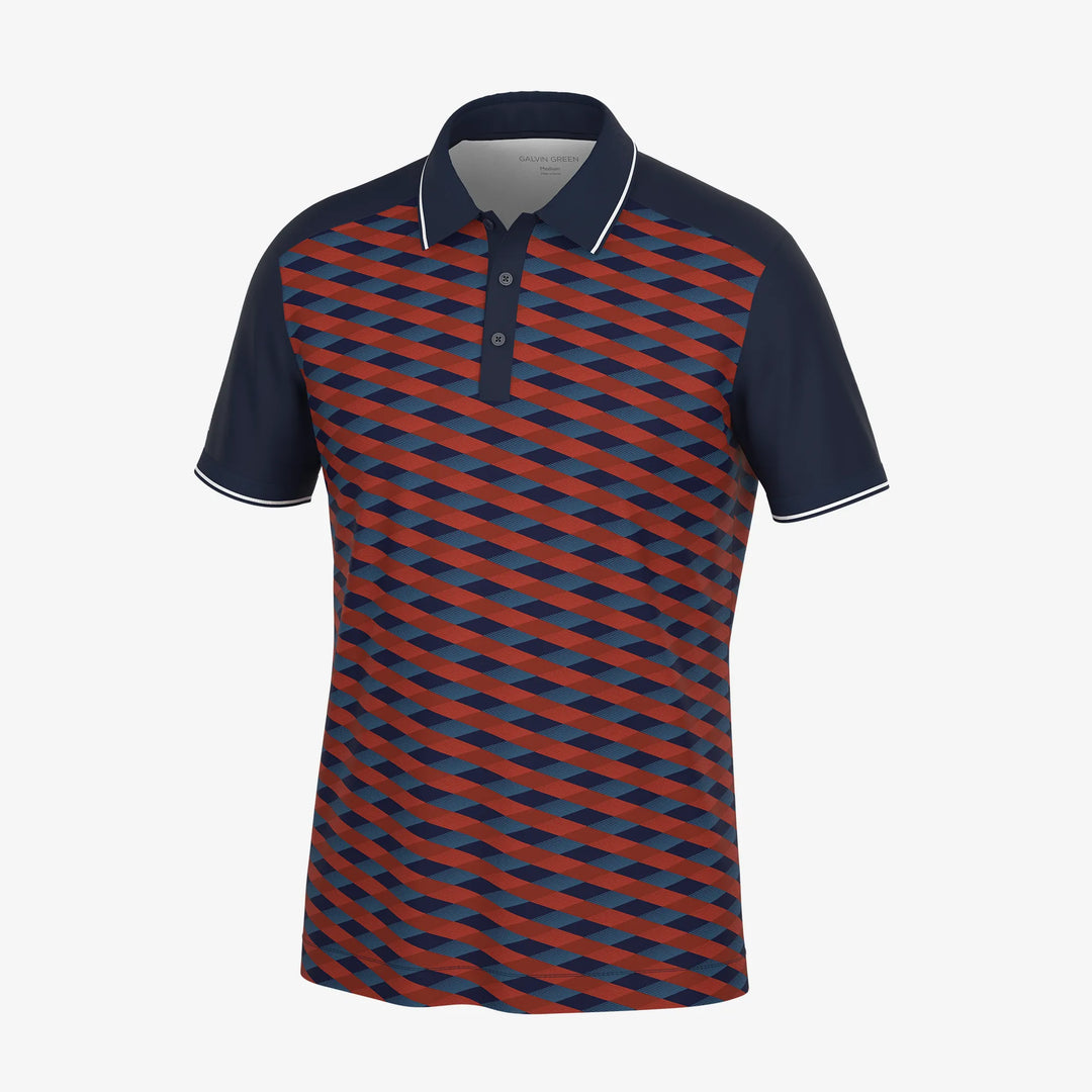Marlon is a Breathable short sleeve golf shirt for Men in the color Navy/Red(0)