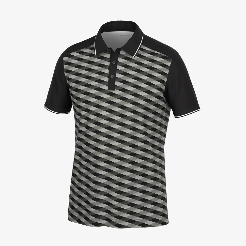 Marlon is a Breathable short sleeve golf shirt for Men in the color Black/Sharkskin(0)