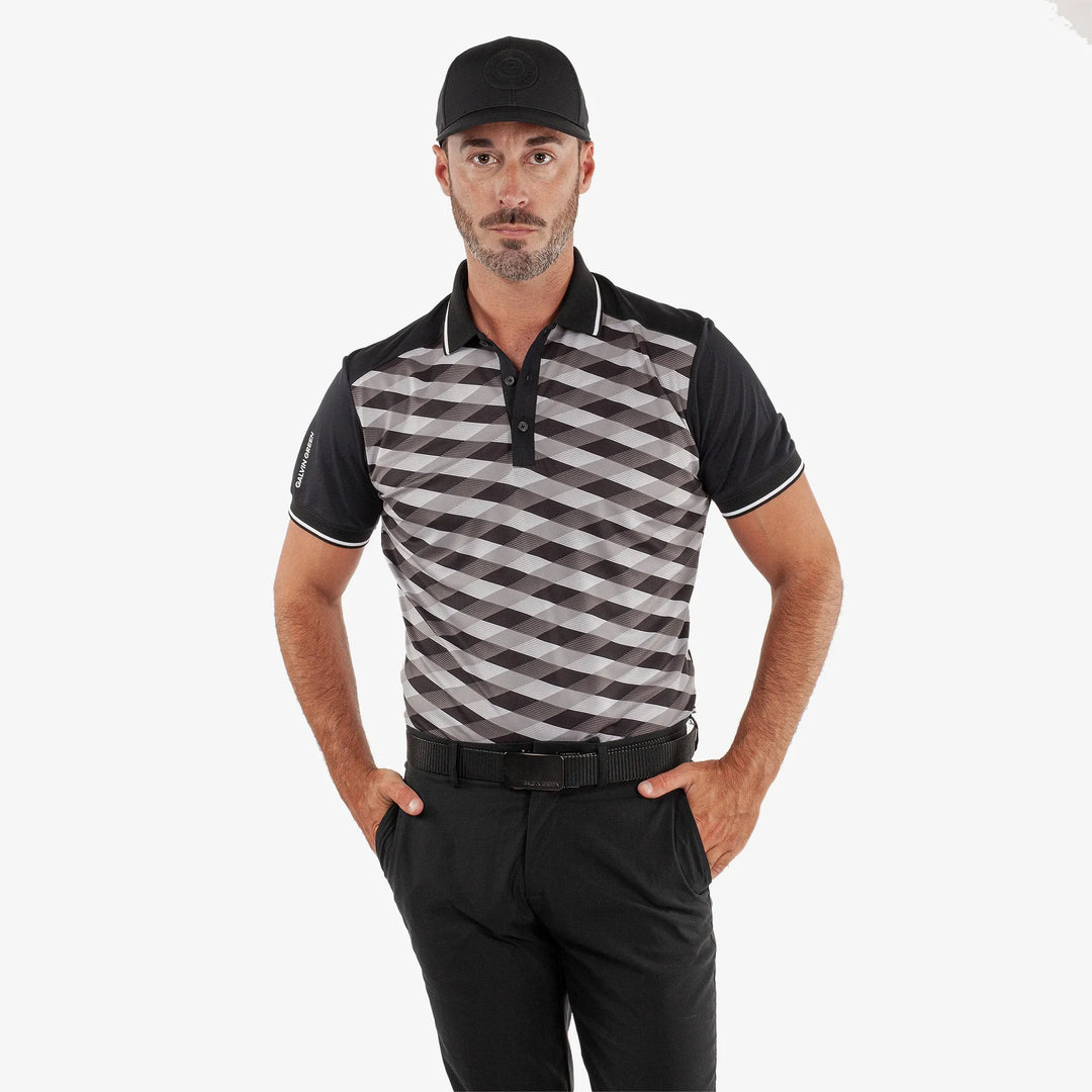 Marlon is a Breathable short sleeve golf shirt for Men in the color Black/Sharkskin(1)