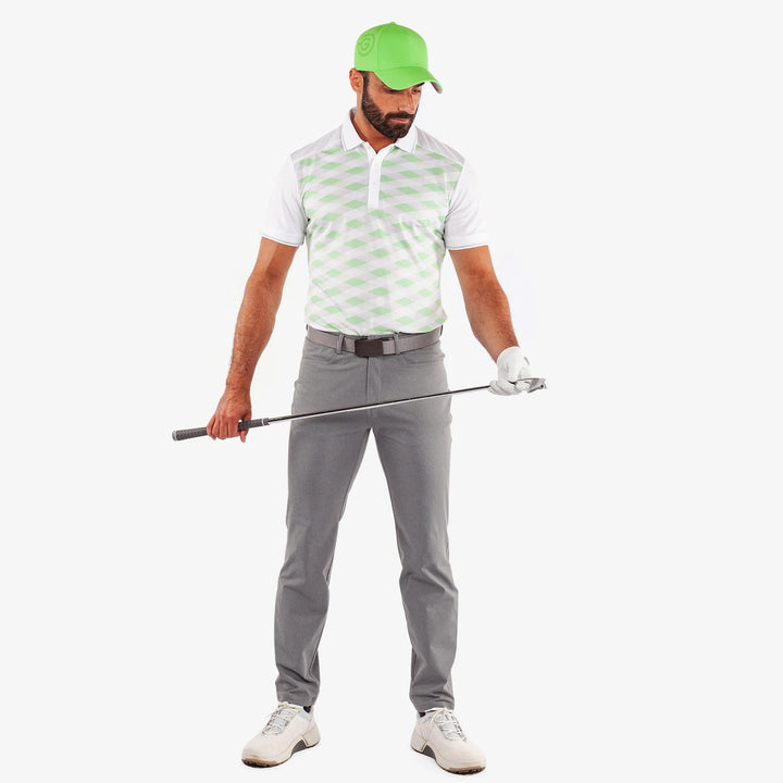 Marlon is a Breathable short sleeve golf shirt for Men in the color White/Fresh Green(2)
