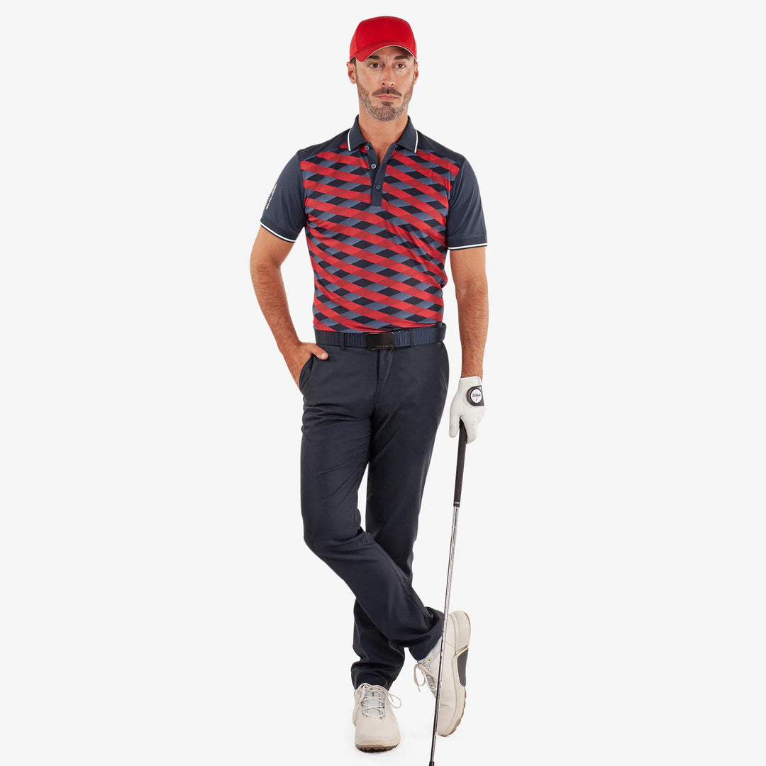 Marlon is a Breathable short sleeve golf shirt for Men in the color Navy/Red(2)