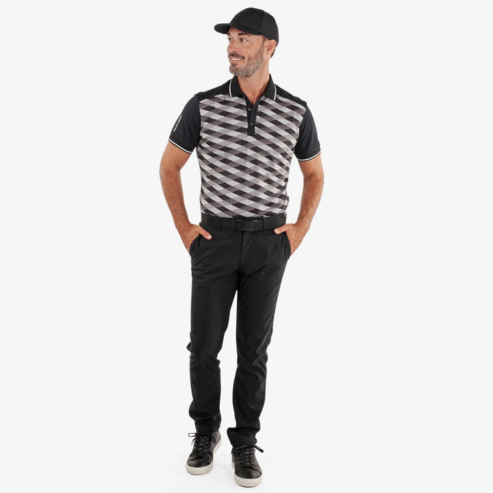 Marlon is a Breathable short sleeve golf shirt for Men in the color Black/Sharkskin(2)