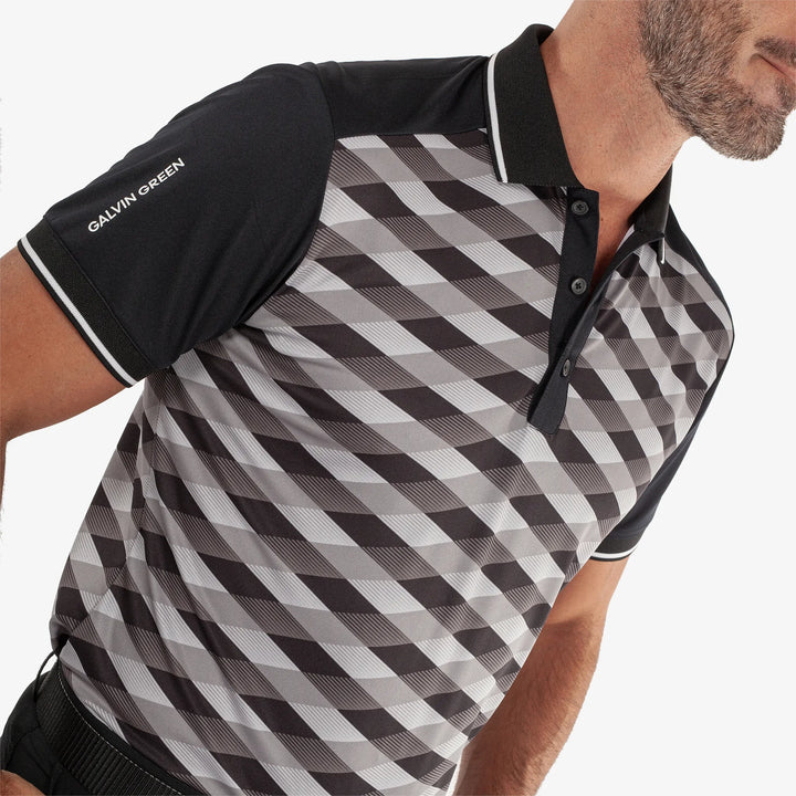 Marlon is a Breathable short sleeve golf shirt for Men in the color Black/Sharkskin(3)