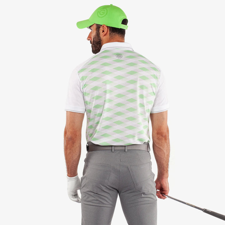 Marlon is a Breathable short sleeve golf shirt for Men in the color White/Fresh Green(4)