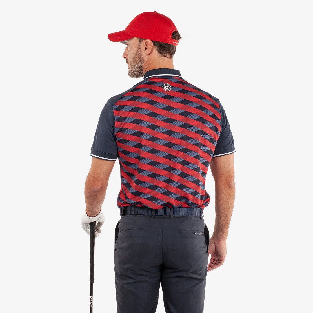 Marlon is a Breathable short sleeve golf shirt for Men in the color Navy/Red(4)