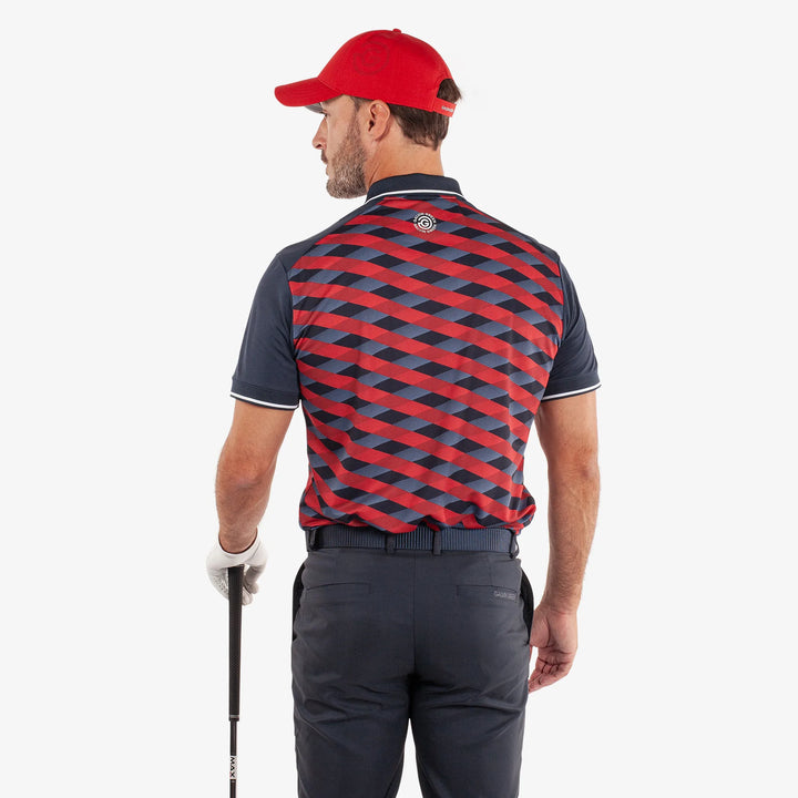Marlon is a Breathable short sleeve golf shirt for Men in the color Navy/Red(4)