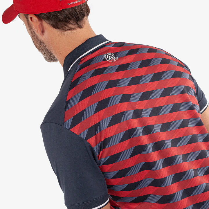 Marlon is a Breathable short sleeve golf shirt for Men in the color Navy/Red(5)