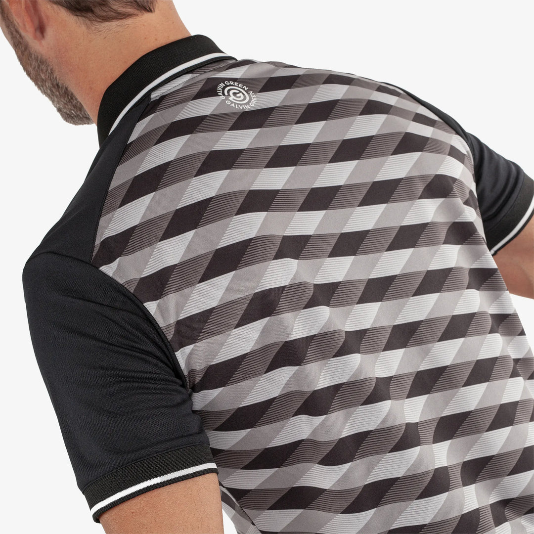 Marlon is a Breathable short sleeve golf shirt for Men in the color Black/Sharkskin(5)