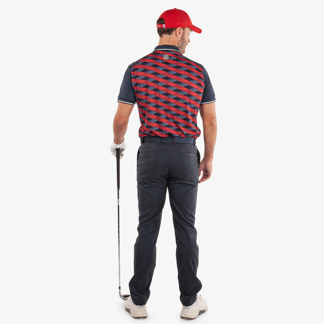 Marlon is a Breathable short sleeve golf shirt for Men in the color Navy/Red(6)