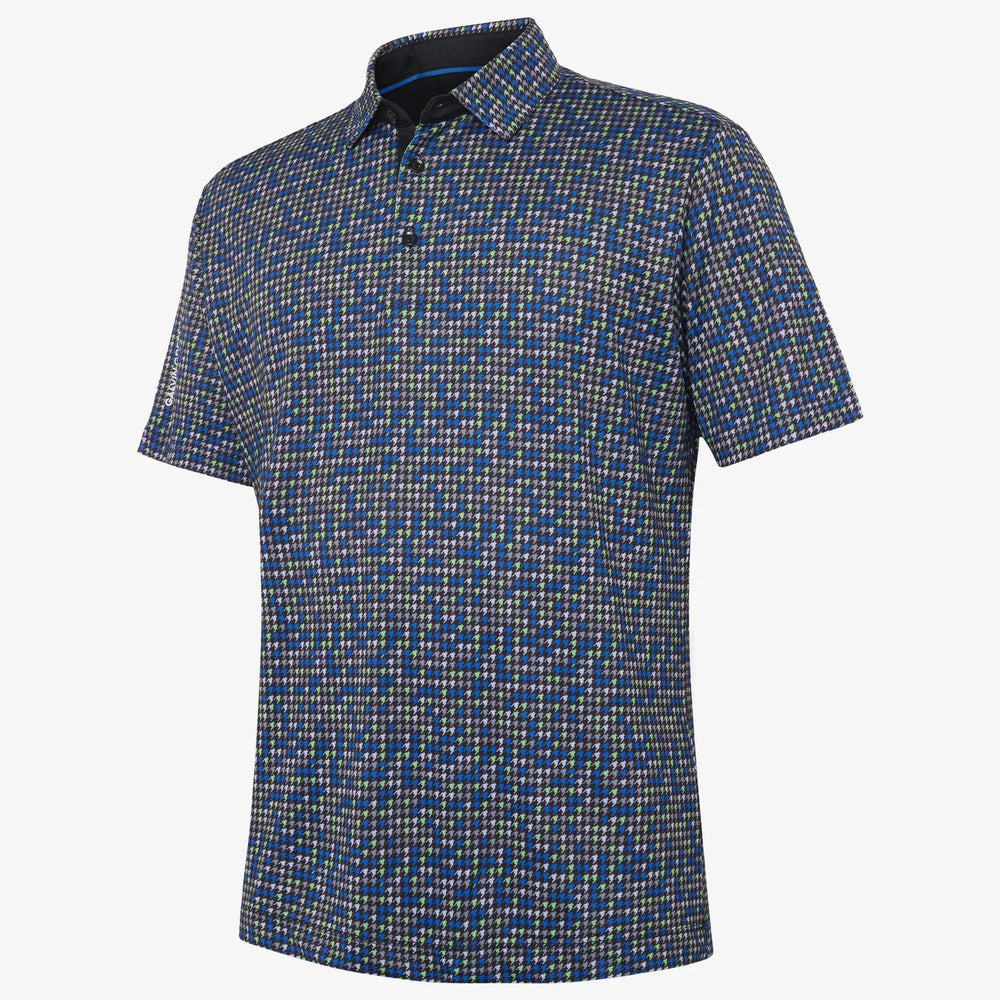 Marlo is a Breathable short sleeve golf shirt for Men in the color Black/Royal Blue(0)