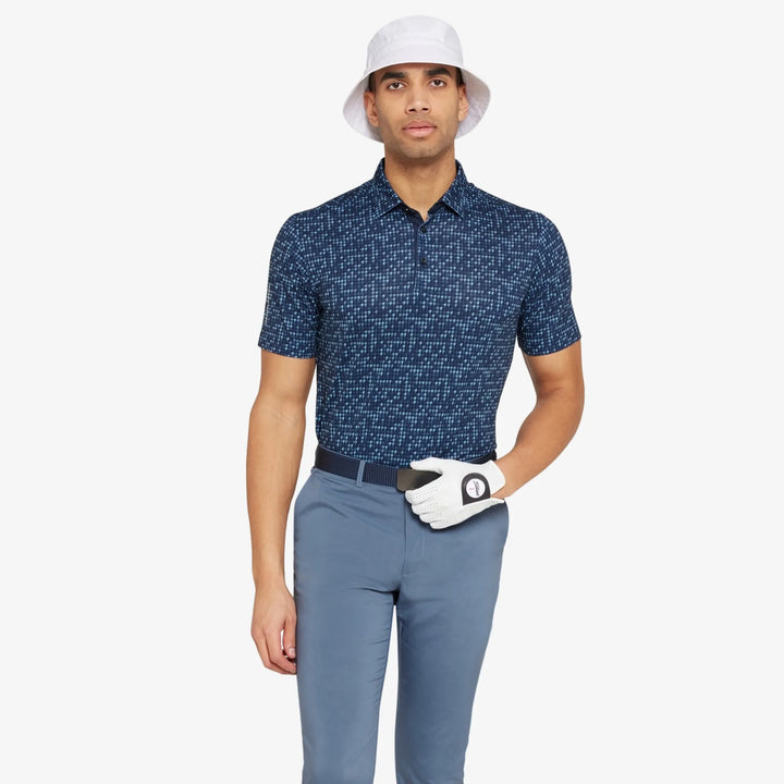 Marlo is a Breathable short sleeve golf shirt for Men in the color Moonlight Blue/Navy(1)