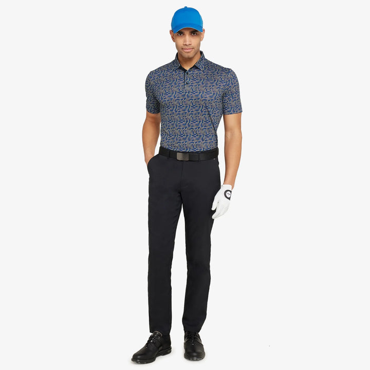 Marlo is a Breathable short sleeve golf shirt for Men in the color Black/Royal Blue(2)
