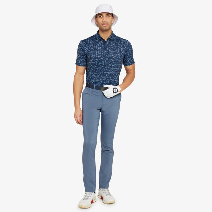 Marlo is a Breathable short sleeve golf shirt for Men in the color Moonlight Blue/Navy(2)