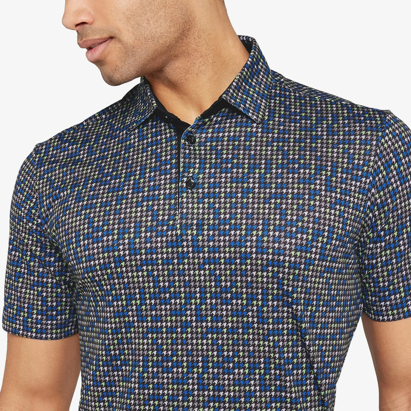 Marlo is a Breathable short sleeve golf shirt for Men in the color Black/Royal Blue(3)