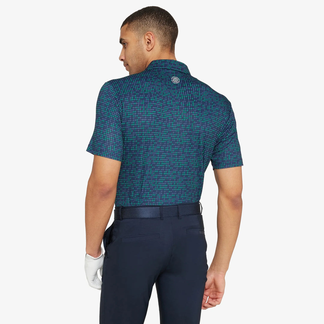 Marlo is a Breathable short sleeve golf shirt for Men in the color Navy/Golf Green(4)