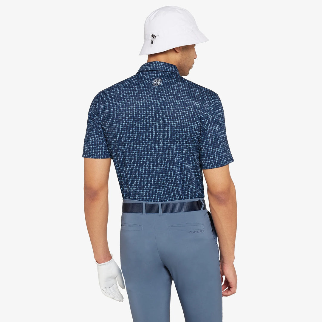 Marlo is a Breathable short sleeve golf shirt for Men in the color Moonlight Blue/Navy(4)