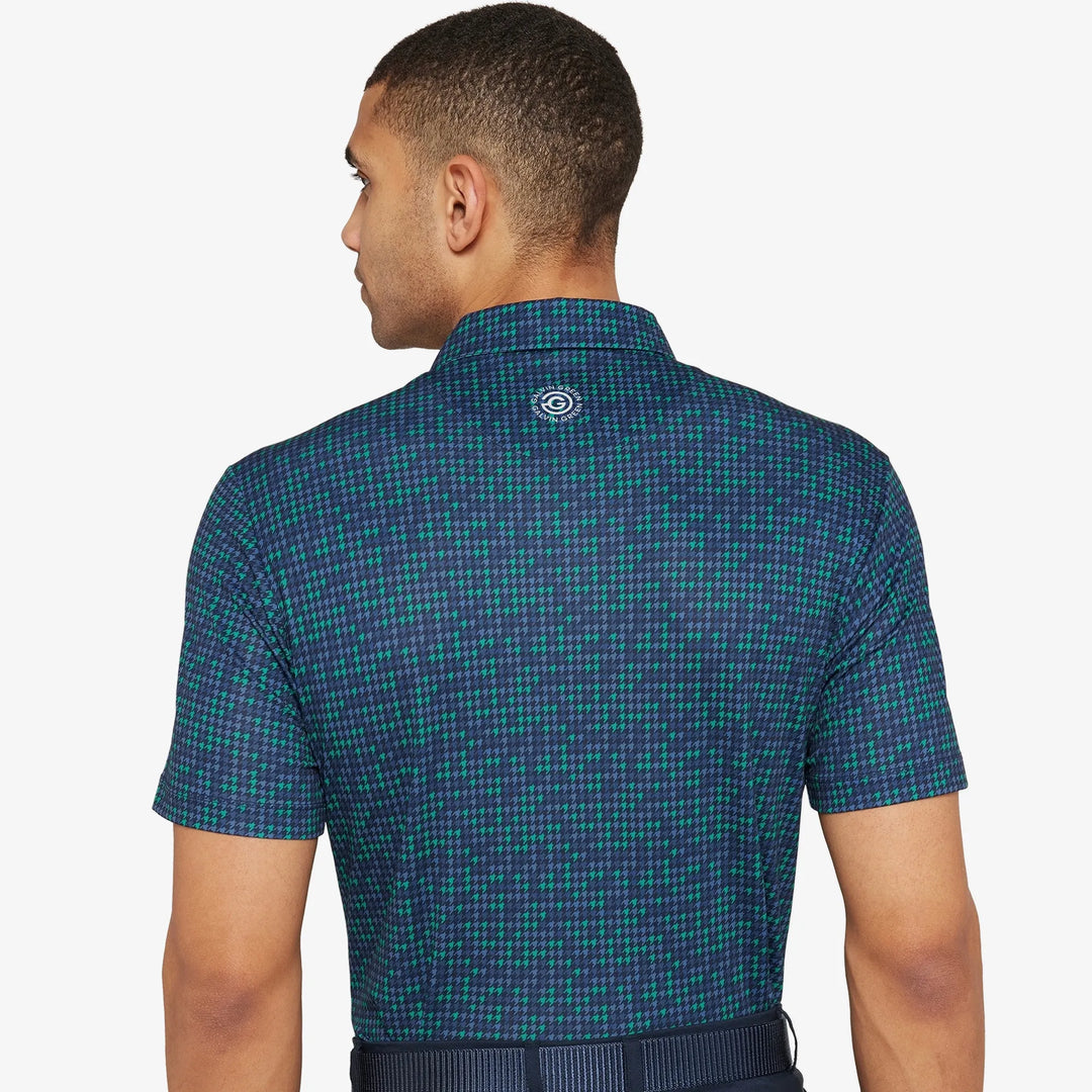 Marlo is a Breathable short sleeve golf shirt for Men in the color Navy/Golf Green(5)