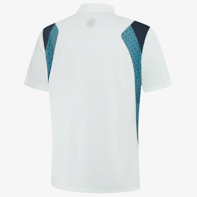 Marshall is a Breathable long sleeve golf shirt for Men in the color White/Navy/Storm Blue(6)