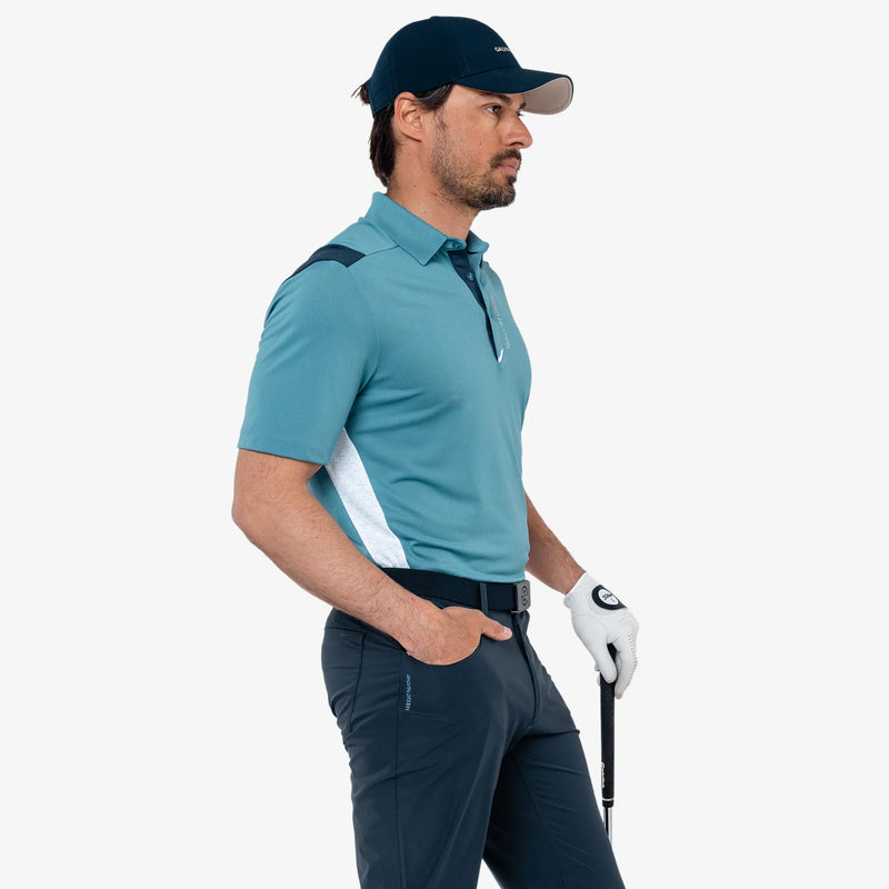 Marshall is a Breathable long sleeve golf shirt for Men in the color Storm Blue/Navy/White(3)