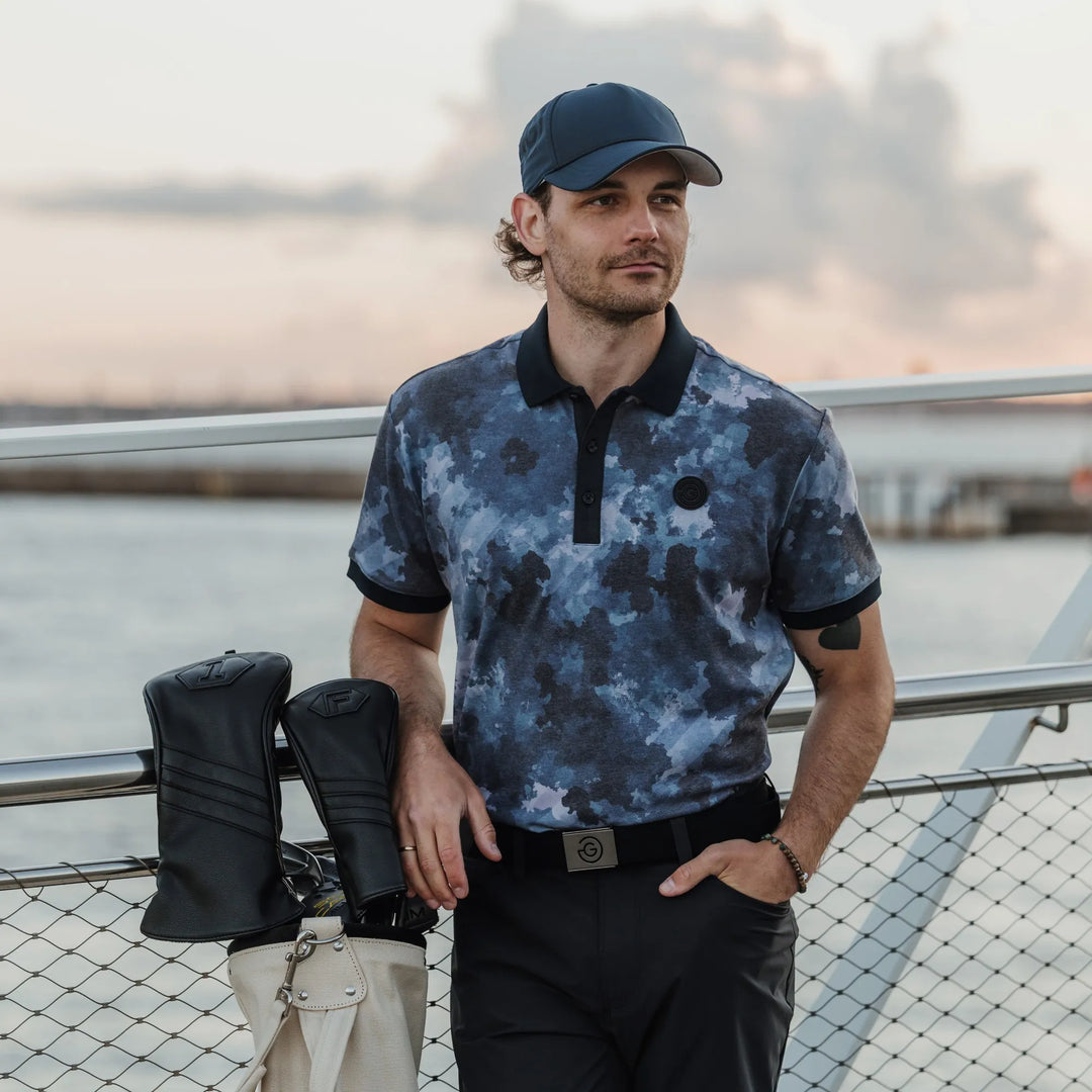 Marsh is a Breathable short sleeve golf shirt for Men in the color Navy(7)