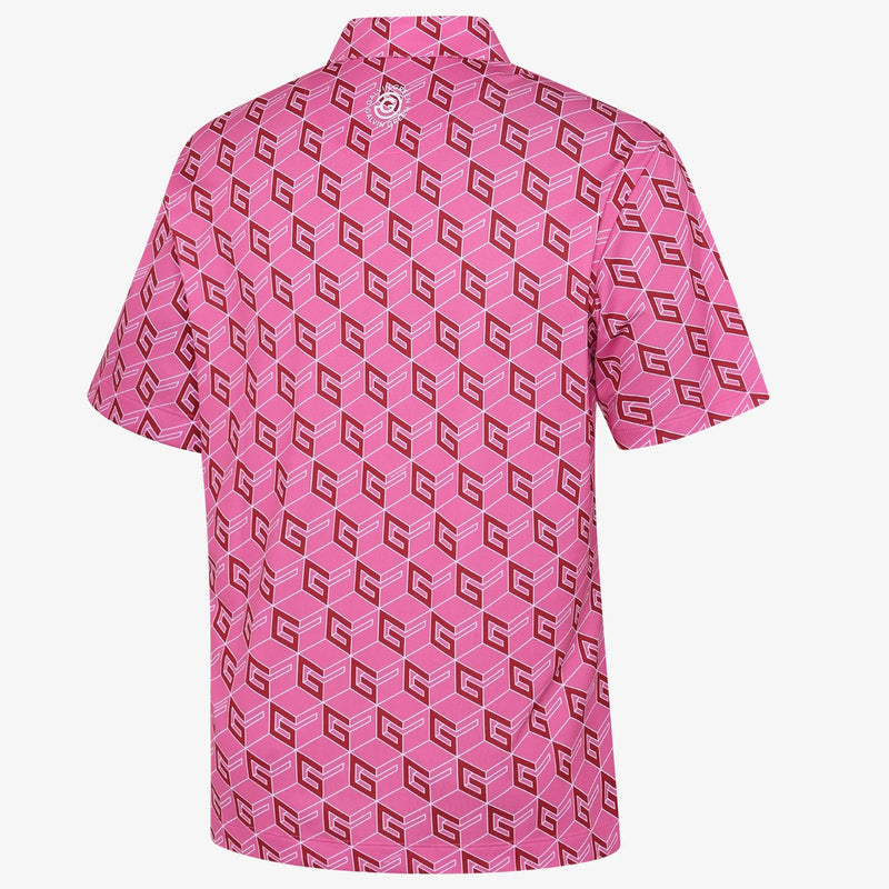 Martinez is a Breathable short sleeve golf shirt for Men in the color Pink/Green(6)