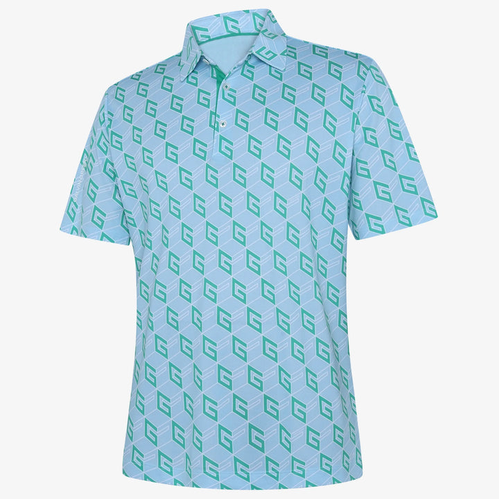 Martinez is a Breathable short sleeve golf shirt for Men in the color Crystal Blue/Green(0)
