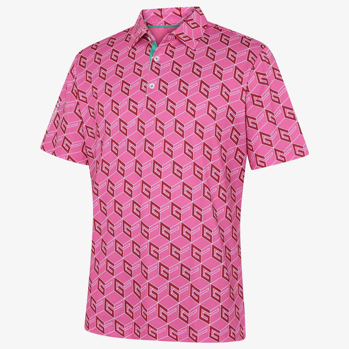 Martinez is a Breathable short sleeve golf shirt for Men in the color Pink/Green(0)