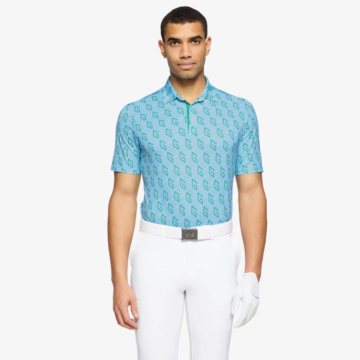 Martinez is a Breathable short sleeve golf shirt for Men in the color Crystal Blue/Green(1)