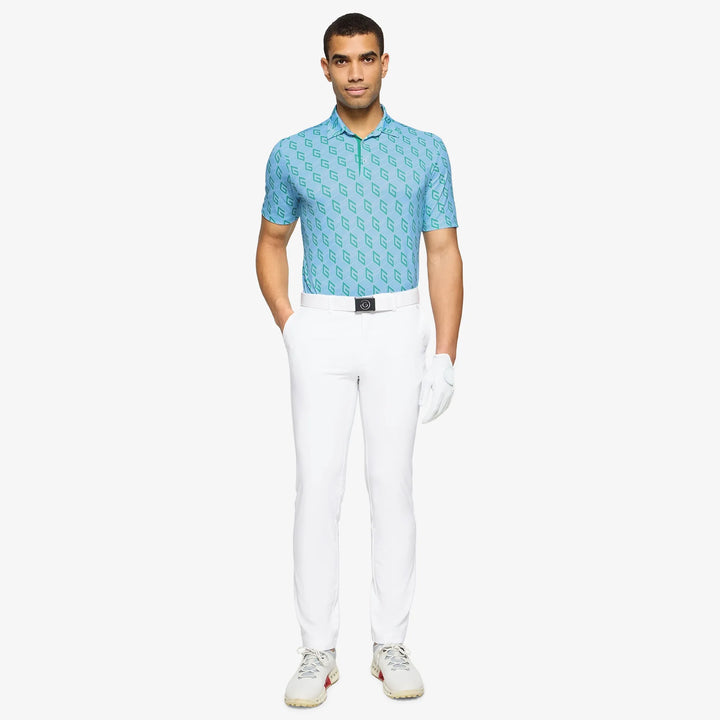 Martinez is a Breathable short sleeve golf shirt for Men in the color Crystal Blue/Green(2)