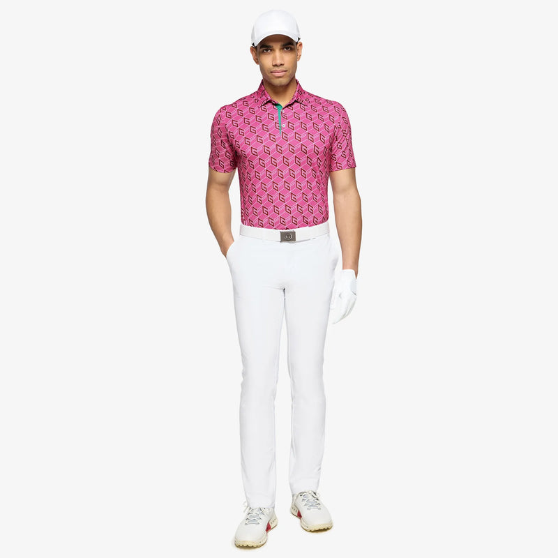 Martinez is a Breathable short sleeve golf shirt for Men in the color Pink/Green(2)
