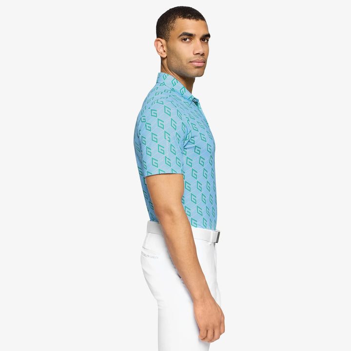 Martinez is a Breathable short sleeve golf shirt for Men in the color Crystal Blue/Green(3)