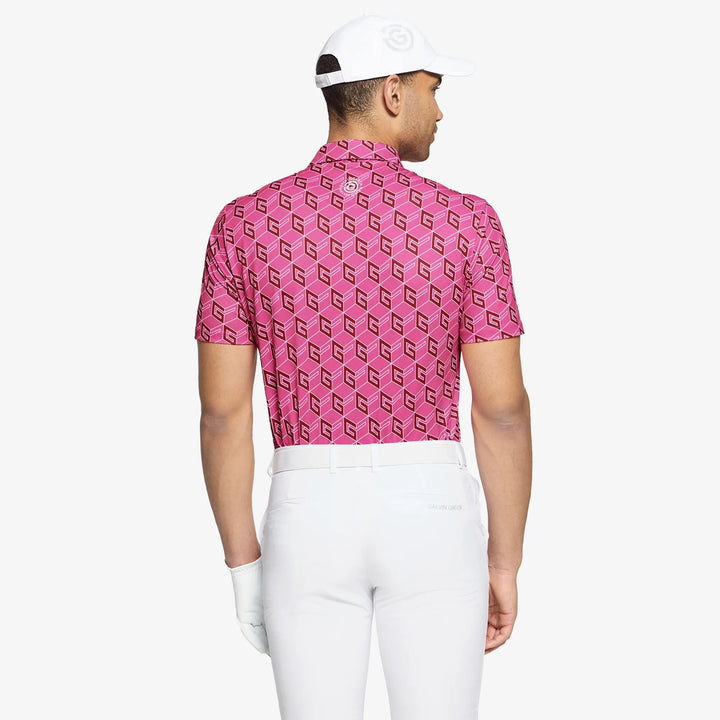 Martinez is a Breathable short sleeve golf shirt for Men in the color Pink/Green(4)
