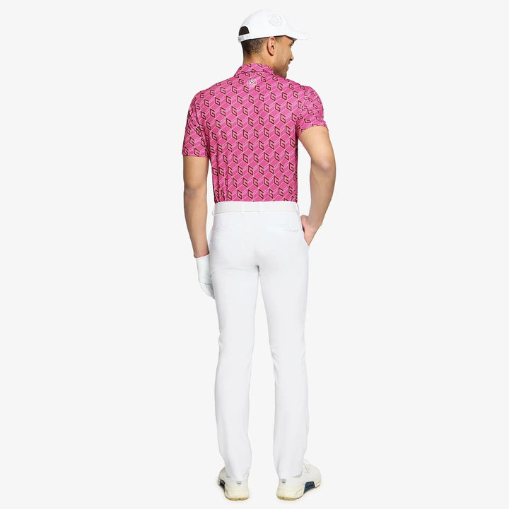 Martinez is a Breathable short sleeve golf shirt for Men in the color Pink/Green(5)
