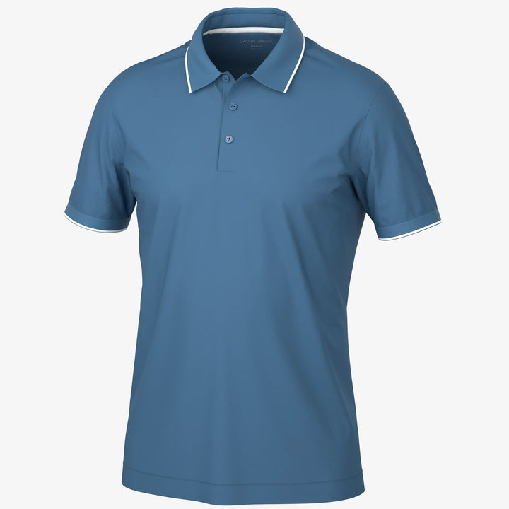 Marty is a Breathable short sleeve golf shirt for Men in the color Moonlight Blue(0)