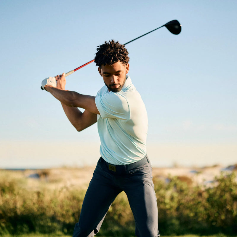 Marty TOUR is a Breathable short sleeve golf shirt for Men in the color Crystal Blue(2)