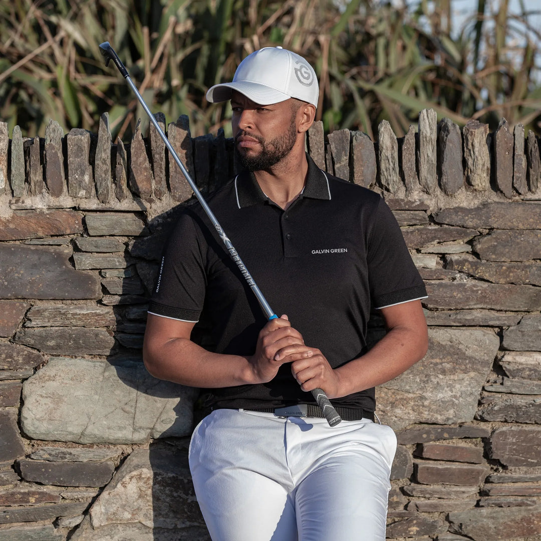 Marty TOUR is a Breathable short sleeve golf shirt for Men in the color Black(2)
