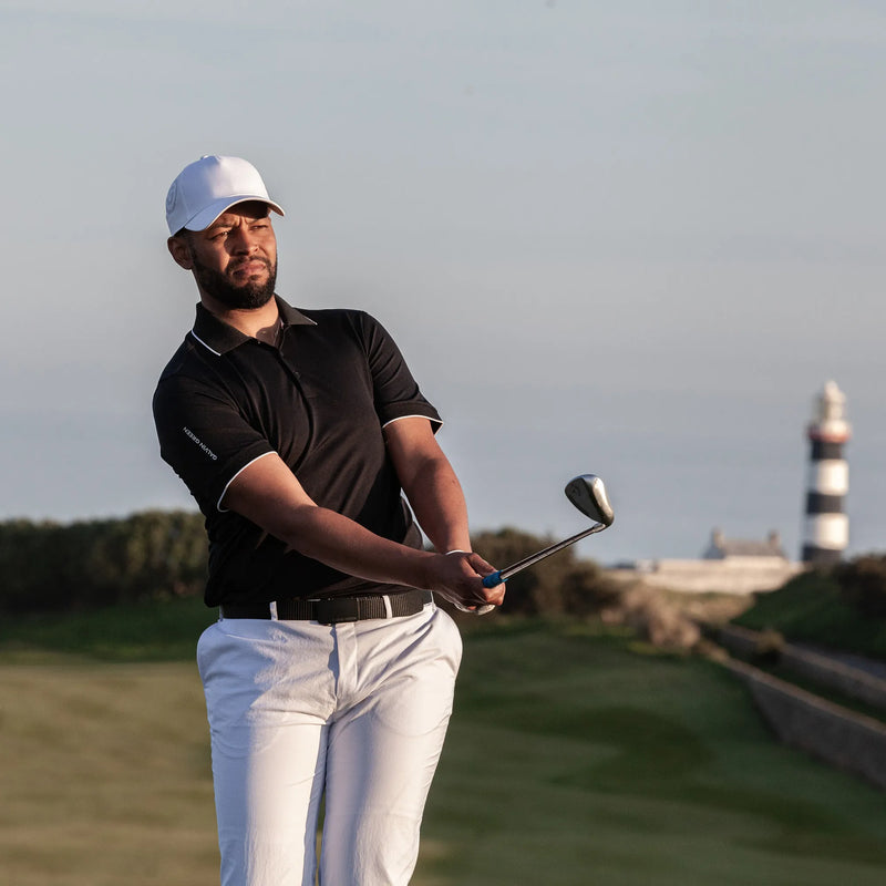 Marty is a Breathable short sleeve golf shirt for Men in the color Black(10)