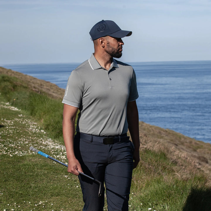 Marty is a Breathable short sleeve golf shirt for Men in the color Sharkskin(8)