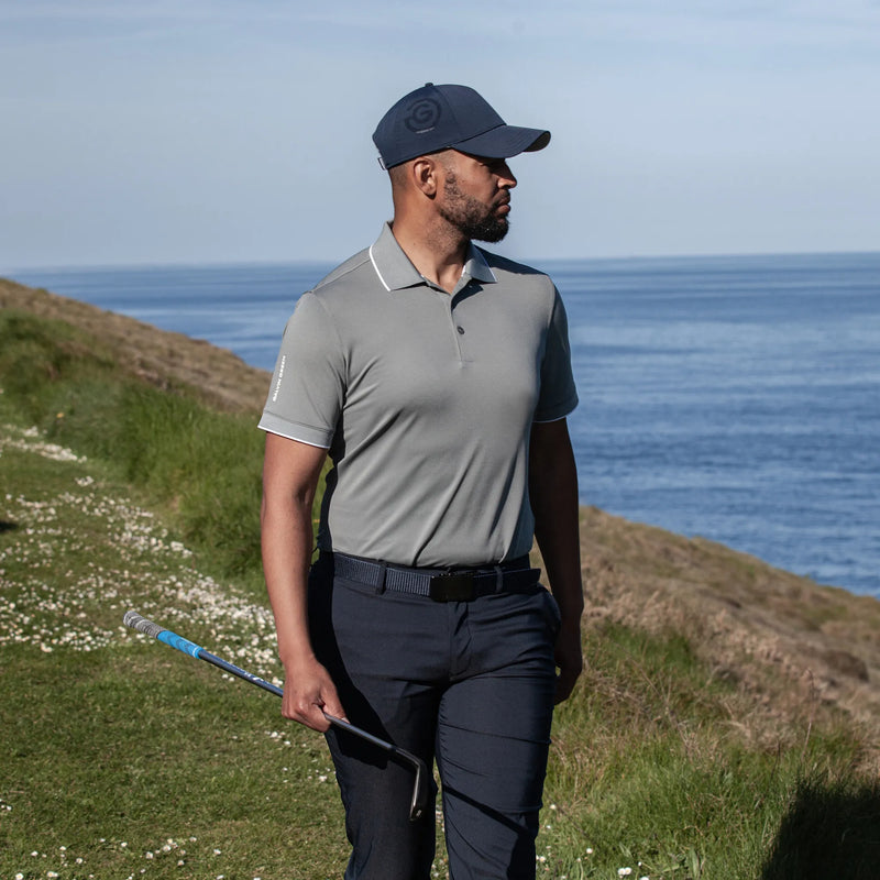 Marty is a Breathable short sleeve golf shirt for Men in the color Sharkskin(8)