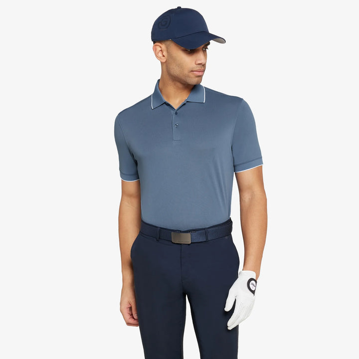 Marty is a Breathable short sleeve golf shirt for Men in the color Moonlight Blue(1)