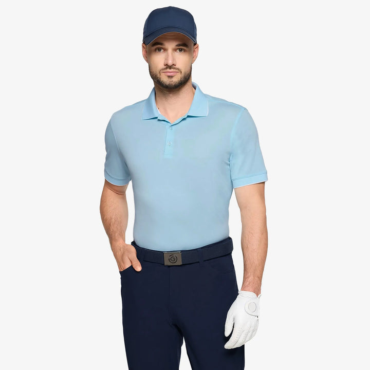 Marty is a Breathable short sleeve golf shirt for Men in the color Crystal Blue(1)