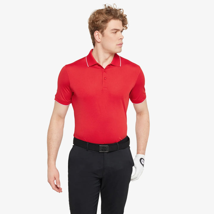 Marty is a Breathable short sleeve golf shirt for Men in the color Red(1)